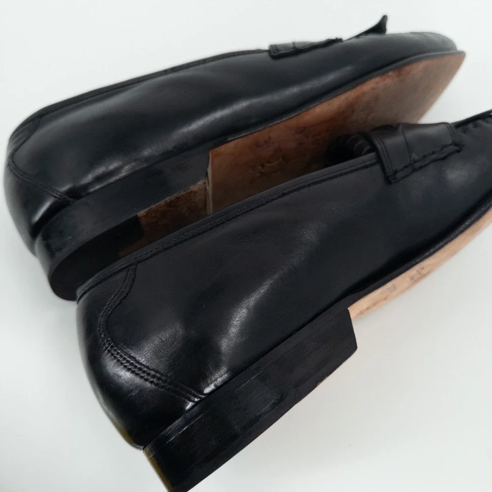 Johnston & Murphy Black Tassel Loafers Mens 9.5M Leather Sole Dress Shoes Preppy - Picture 8 of 9